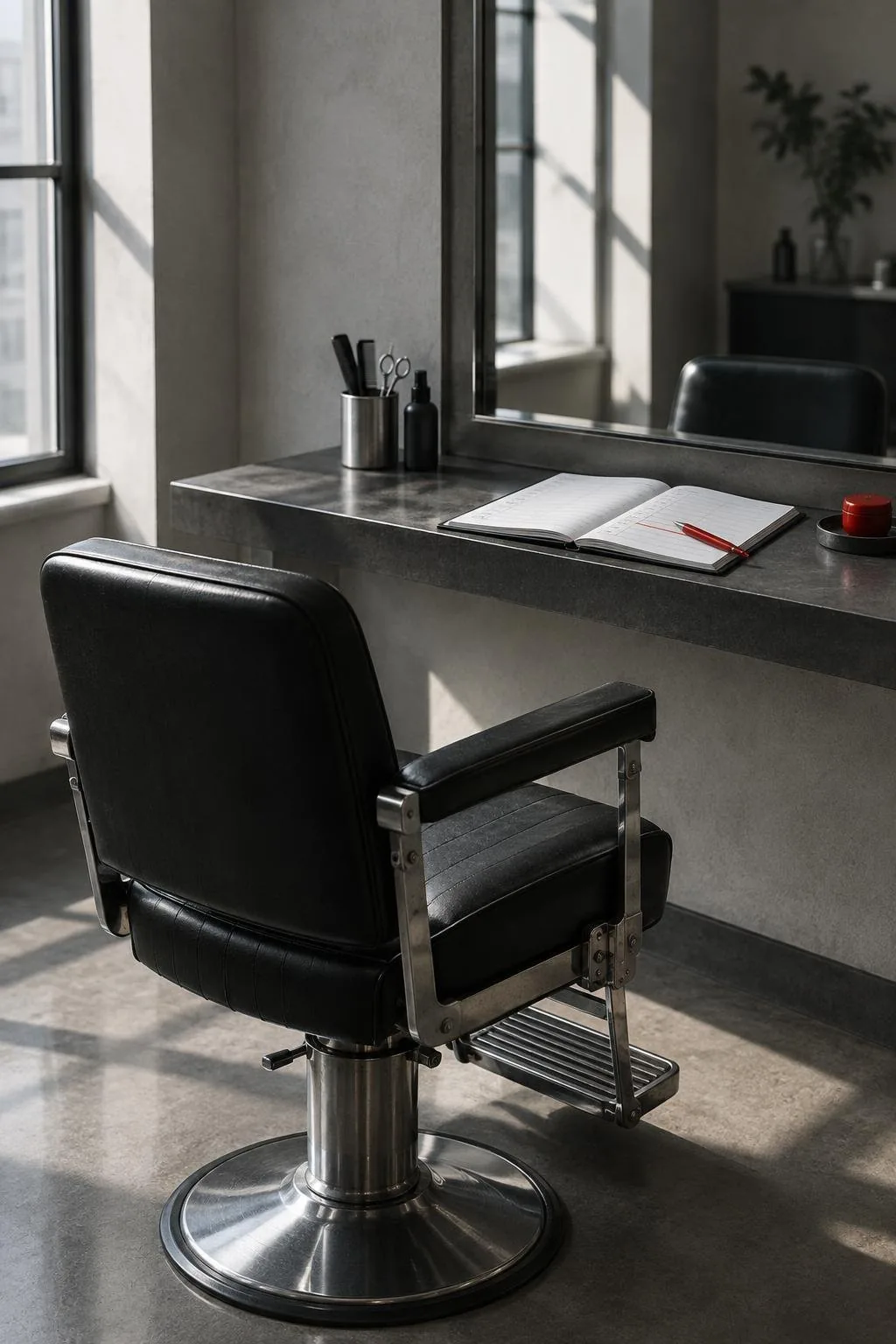 An empty salon chair in a quiet appointment hour